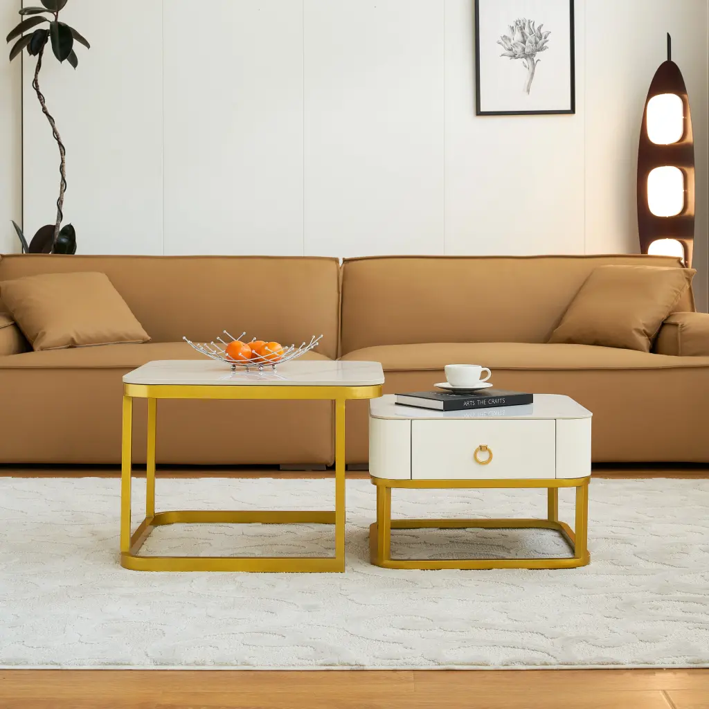 Modern Stone Nesting Table Coffee Table Set 2 End Tables Living Room modasi