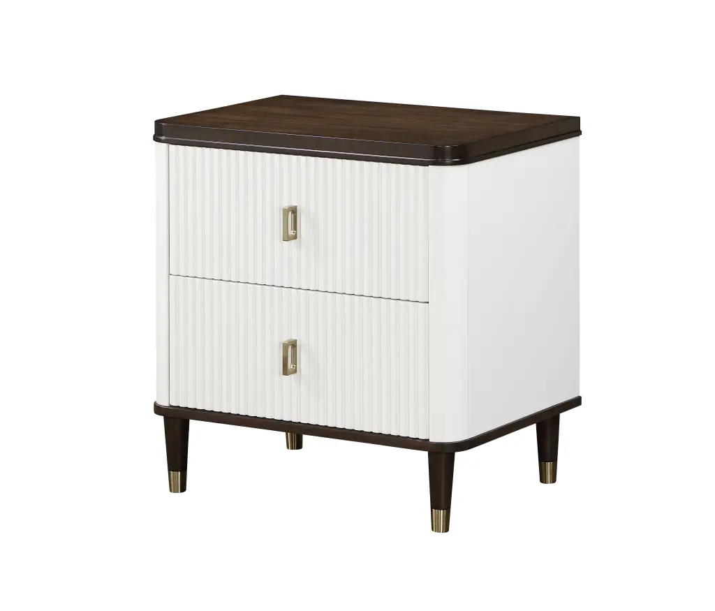 Carena Nightstand Usb White Brown Finish Timber Bedside Table acme onsite store