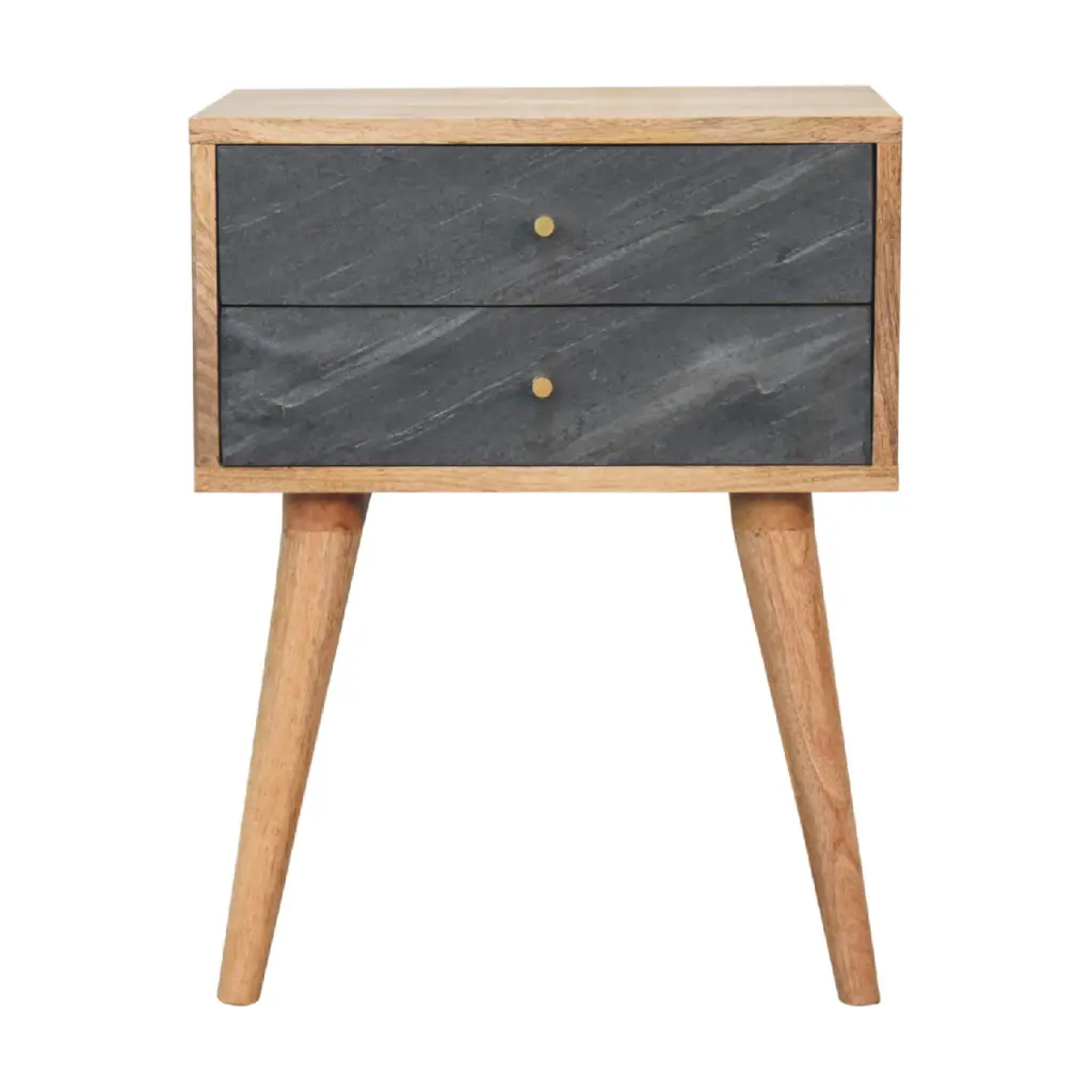 Slade Bedside Table Marble Gray Solid Timber artisan furniture