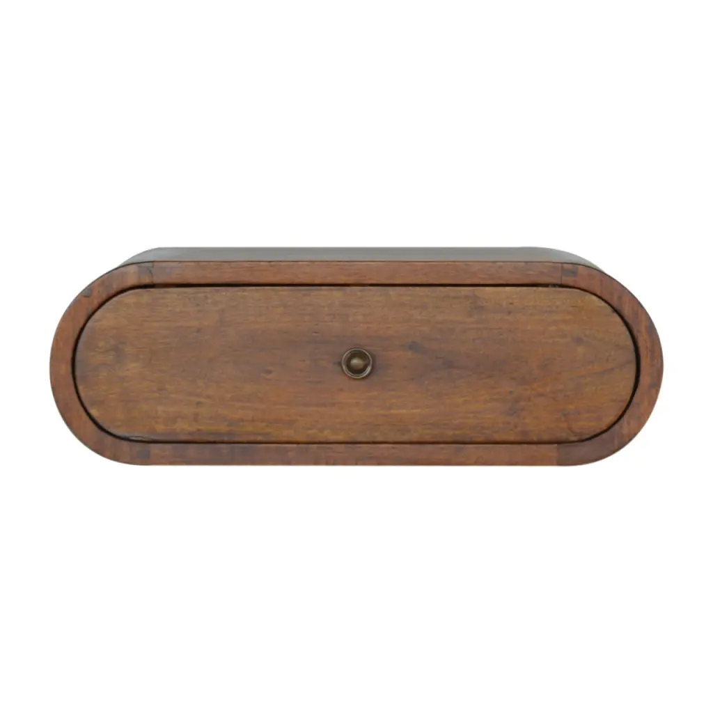 Wall Mounted Round Chestnut Bedside Table Solid Wood artisan furniture