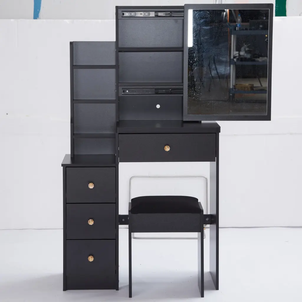 Small Left Bedside Cabinet Cushioned Stool - Extra Storage Vanity Table crazy elf