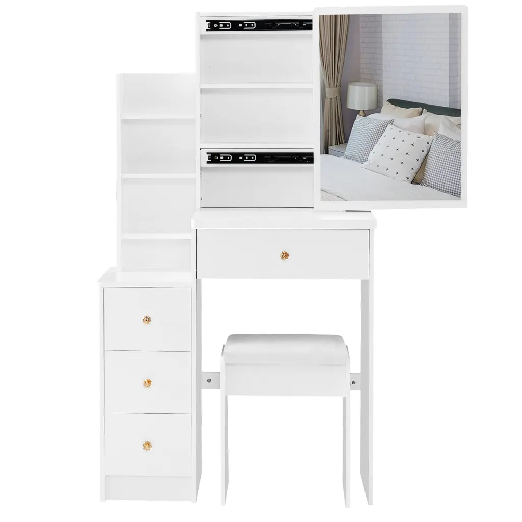 Small Size Left Bedside Cabinet Vanity Table Cushioned Stool Extra Large crazy elf