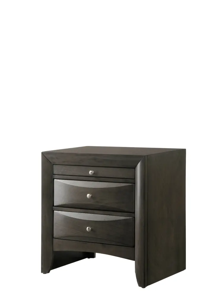 Emily Nightstand Gray Dark Gray Timber Bedside Table Storage crown mark inc