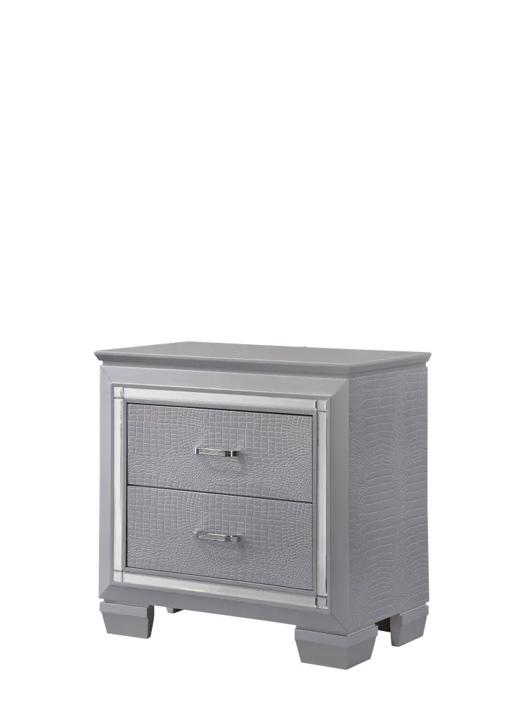 Lillian Nightstand Gray Timber Bedside Table Drawer crown mark inc