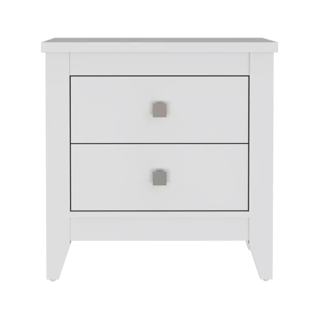 Breeze Modern Bedroom Nightstand Two Drawers White Finish fm furniture