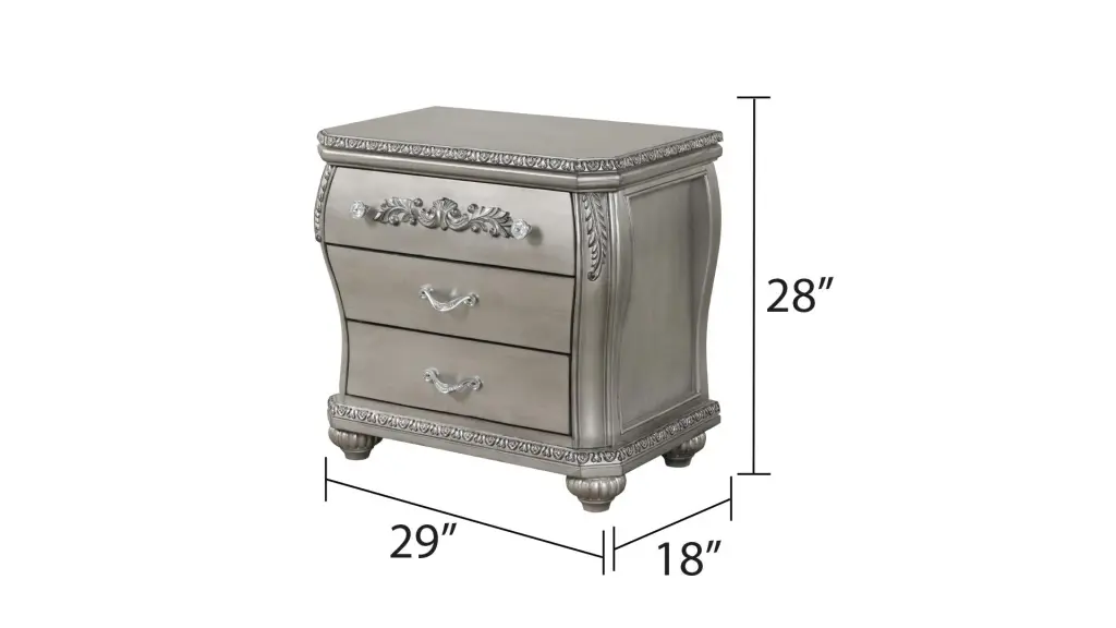 Destiny Traditional Style 3 Drawer Night Stand Metallic Drawer Pulls galaxy home furnishings