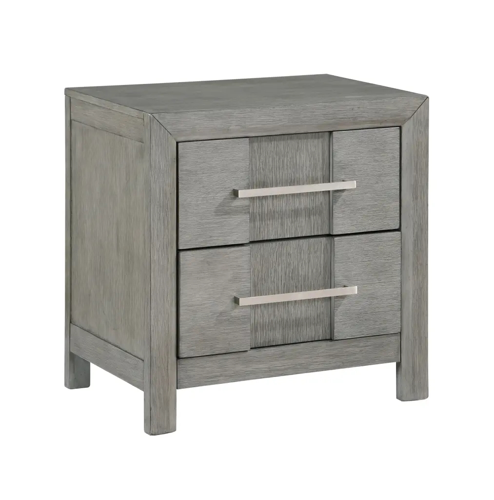 Kenzo Modern 2 Drawer Night Stand Silver Coated Metal Handles galaxy home furnishings