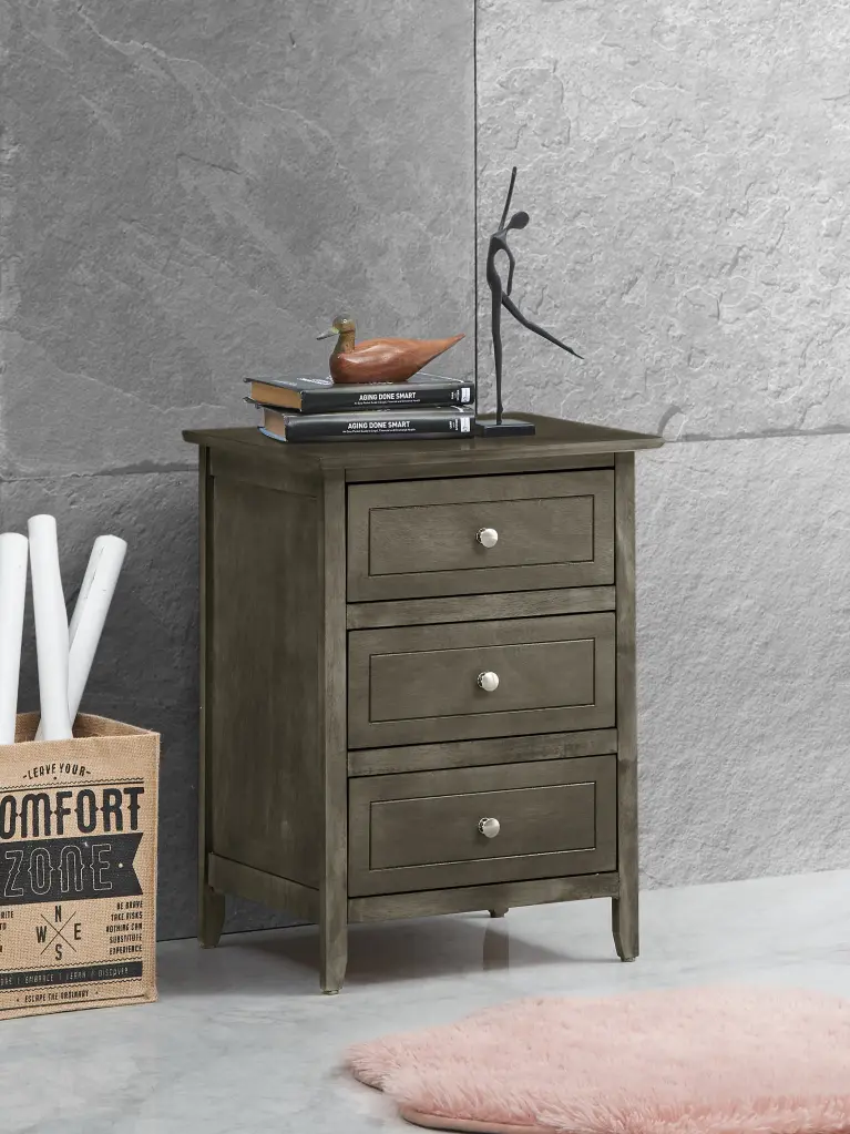 Daniel G1311 3 Drawer Nightstand Gray Particle Board glory furniture