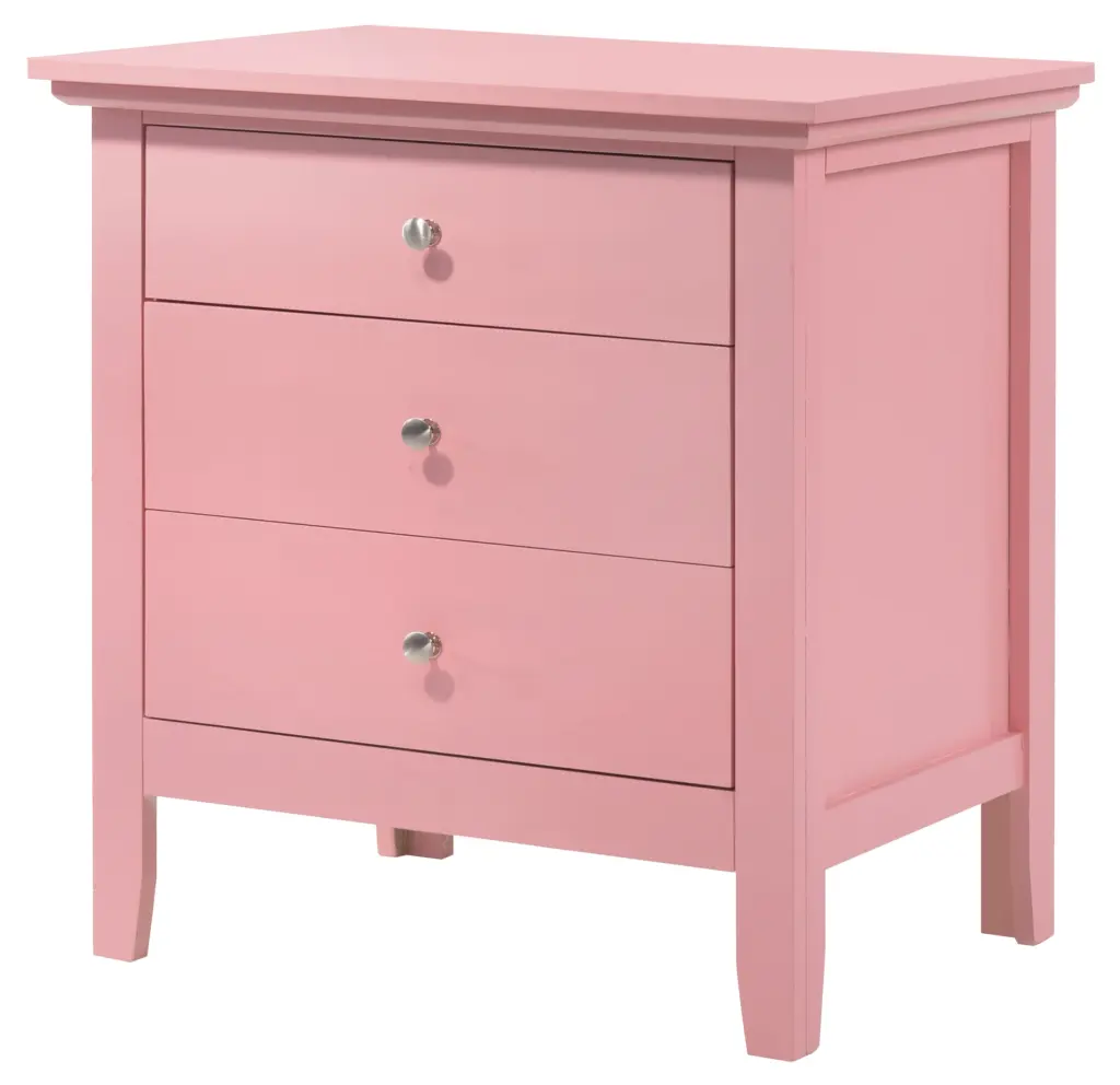 Hammond G5404 N 3 Drawer Nightstand Pink Particle Board glory furniture
