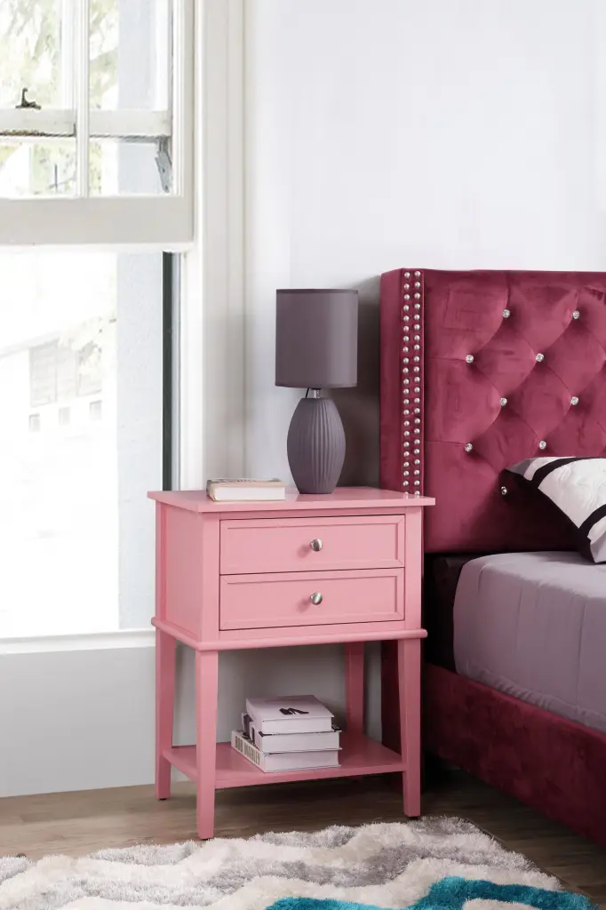 Newton G062 N Nightstand Pink Particle Board Bedside Table glory furniture