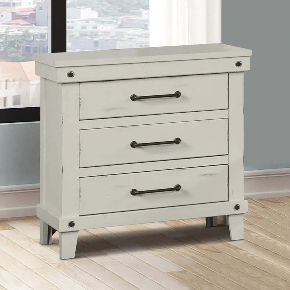 3 Drawer Nightstand White Solid Wood Mdf Bedroom Furniture ihomefurnishings