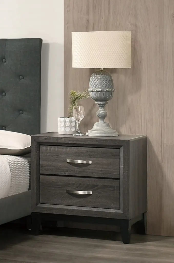 Bedroom Furniture Rustic Grey Oak Effortless 1 Piece Nightstand 2 Drawers kanepe