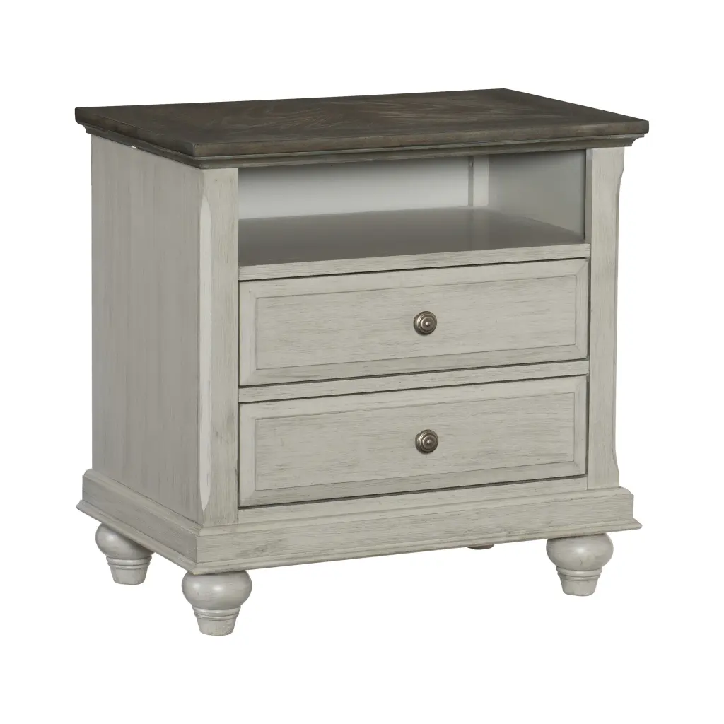 Classic Light Gray Finish 1Pc Nightstand 2X Drawers And Storage Compact Bedside Table kanepe