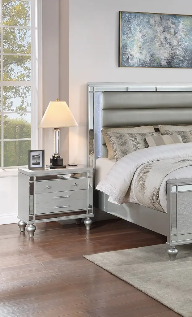 Classic Premium Shiny Metal Nightstand Timberen Bedside Table Drawers kanepe