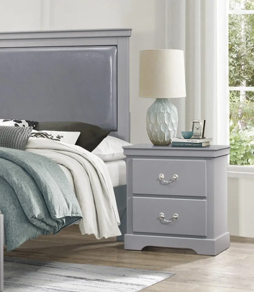 Classic Traditional 2 Drawers Nightstand Gray Finish kanepe