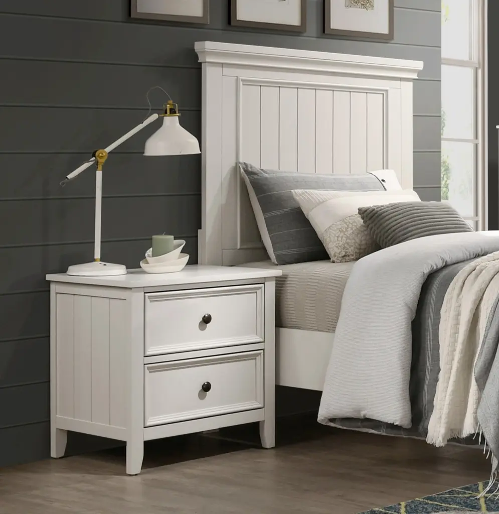 Classic White Finish Bedroom Nightstand 2 Drawers Storage kanepe