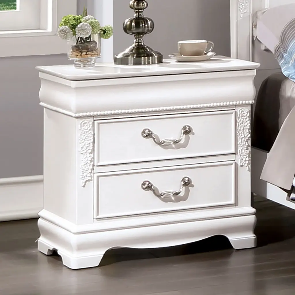 Classic White Hue Nightstand Bedroom Home Decor Solid Timber Nickel kanepe