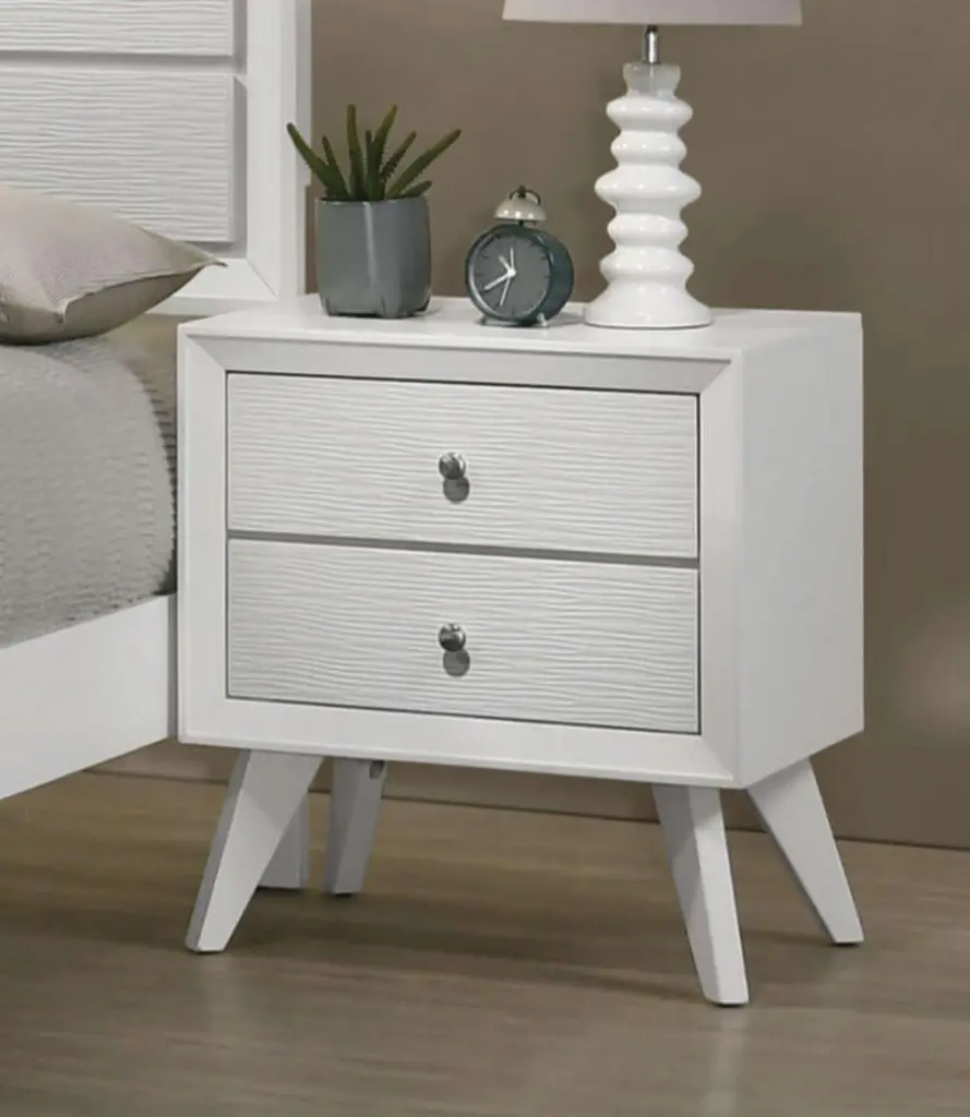 Contemporary White Nightstand Solid Wood Bedroom Decor kanepe