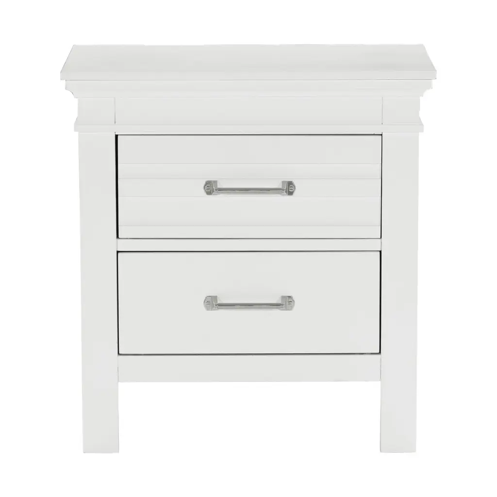 2 Drawers White Finish Nightstand Transitional Style Timberen Bedroom Furniture kanepe