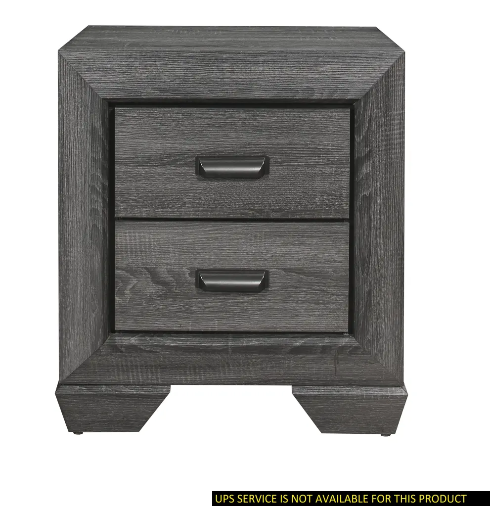 Gray Finish Nightstand 2 Drawers Timber Bedroom Furniture kanepe