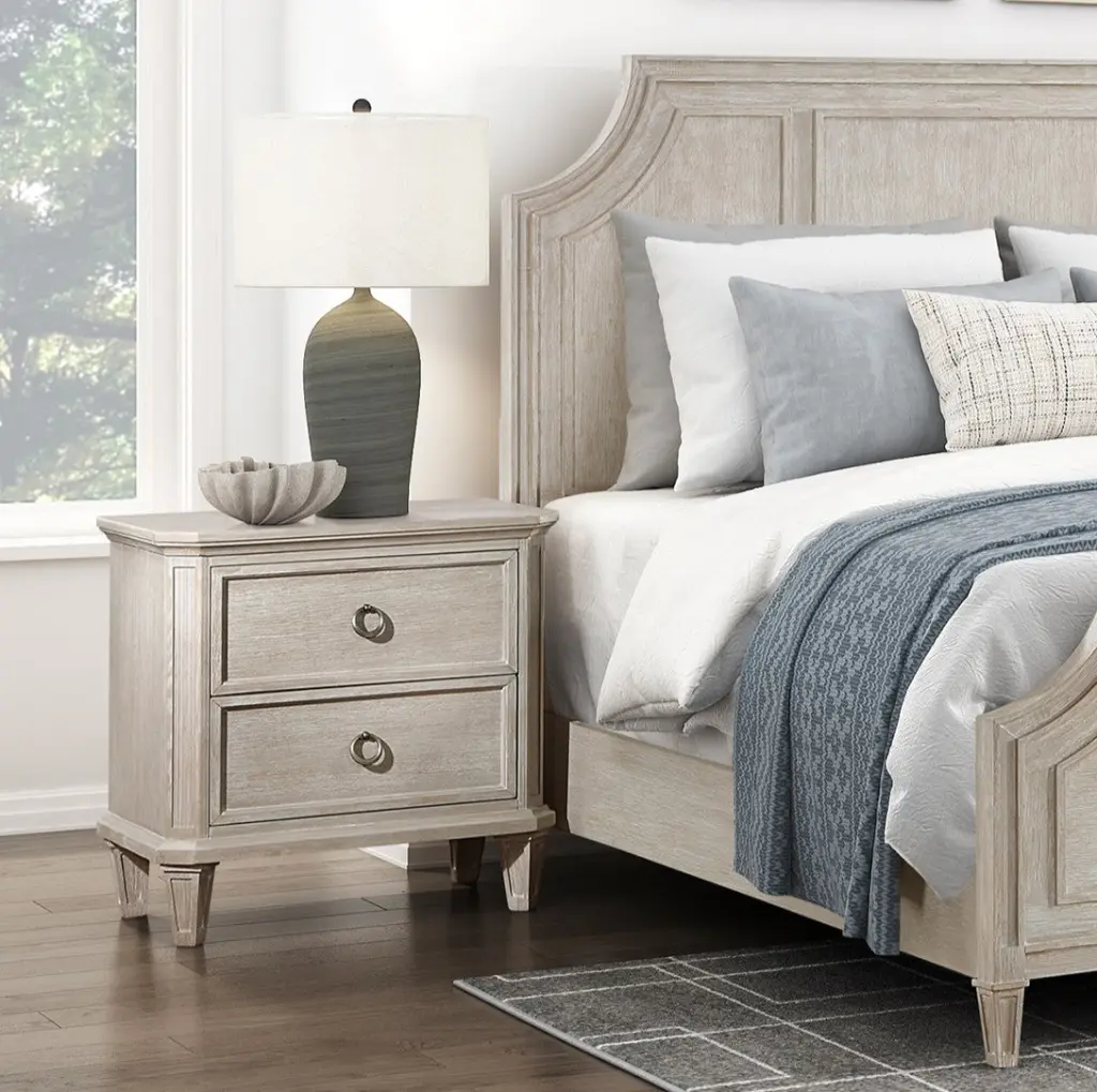 Light Brown Finish Two Drawers Nightstand Traditional Design Bedroom Furniture kanepe