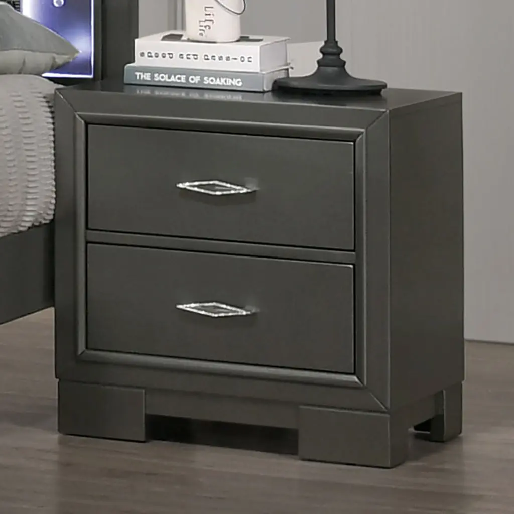 Metallic Gray Hue Nightstand Bedroom Solid Wood Acrylic Modern Side Table kanepe