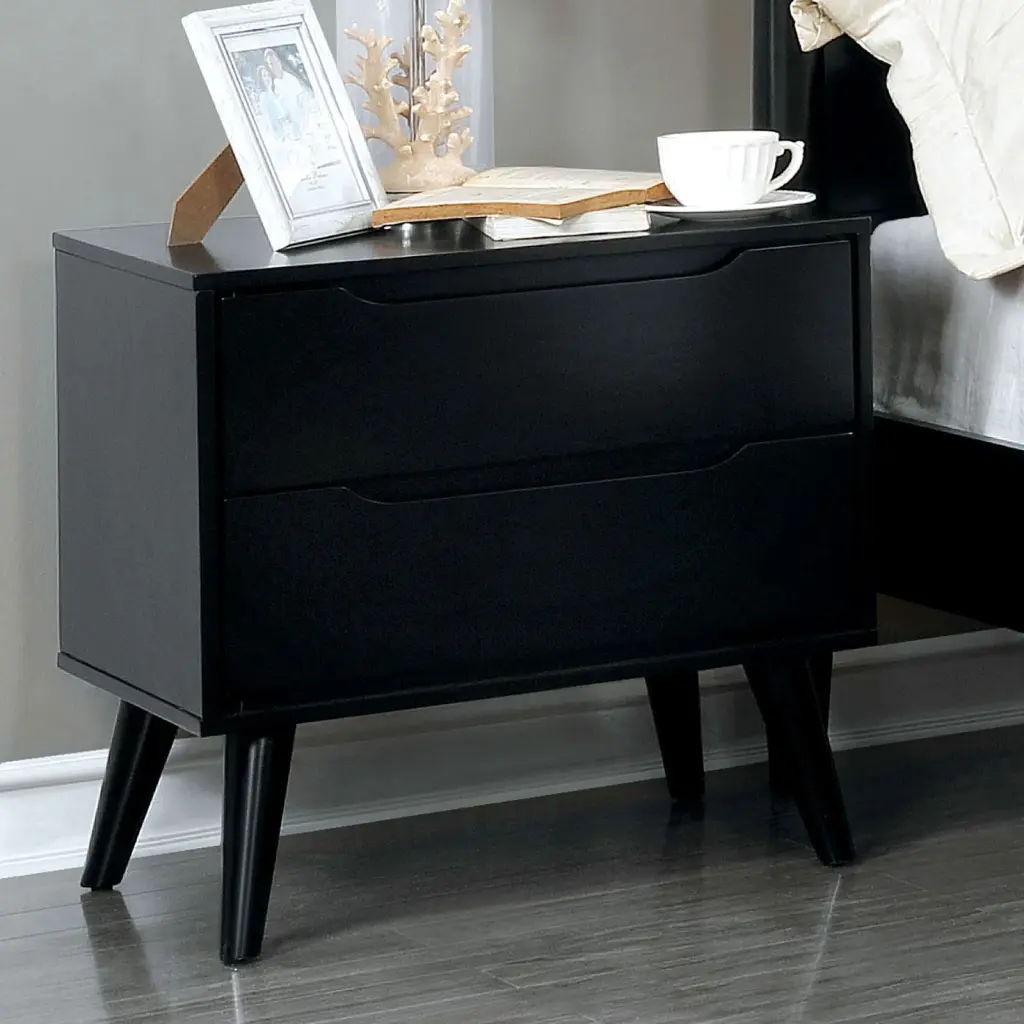 Mid Century Modern Black Hue 1Pc Nightstand Bedroom Home Decor Solid Wood kanepe