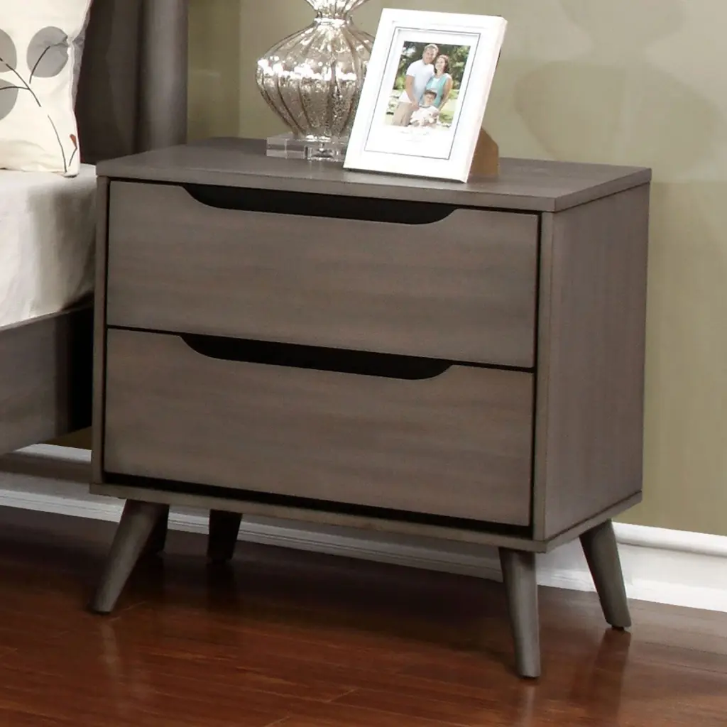 Mid Century Modern Gray 1PC Nightstand Solid Wood Bedroom Home Decor kanepe