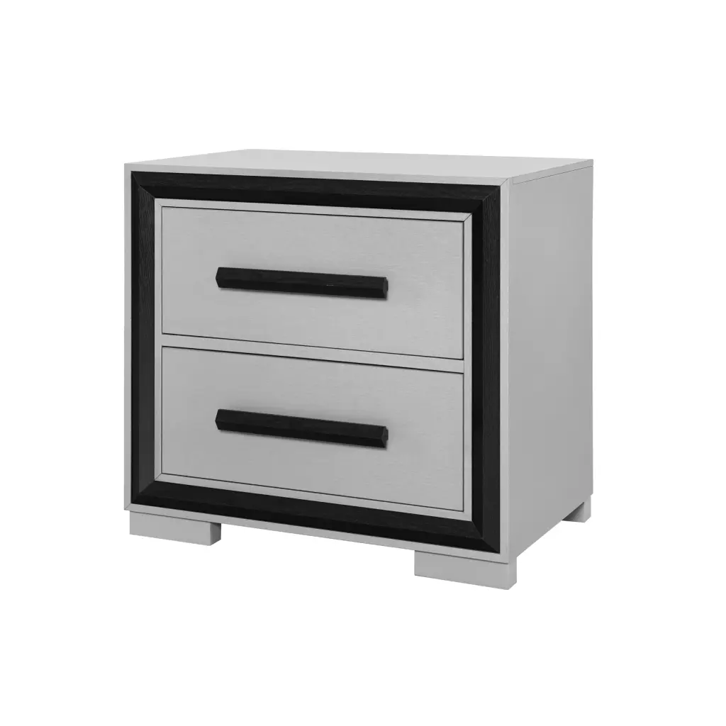 Adelaide Grey Black Nightstand Solid Wood and MDF Construction luxe modern furniture