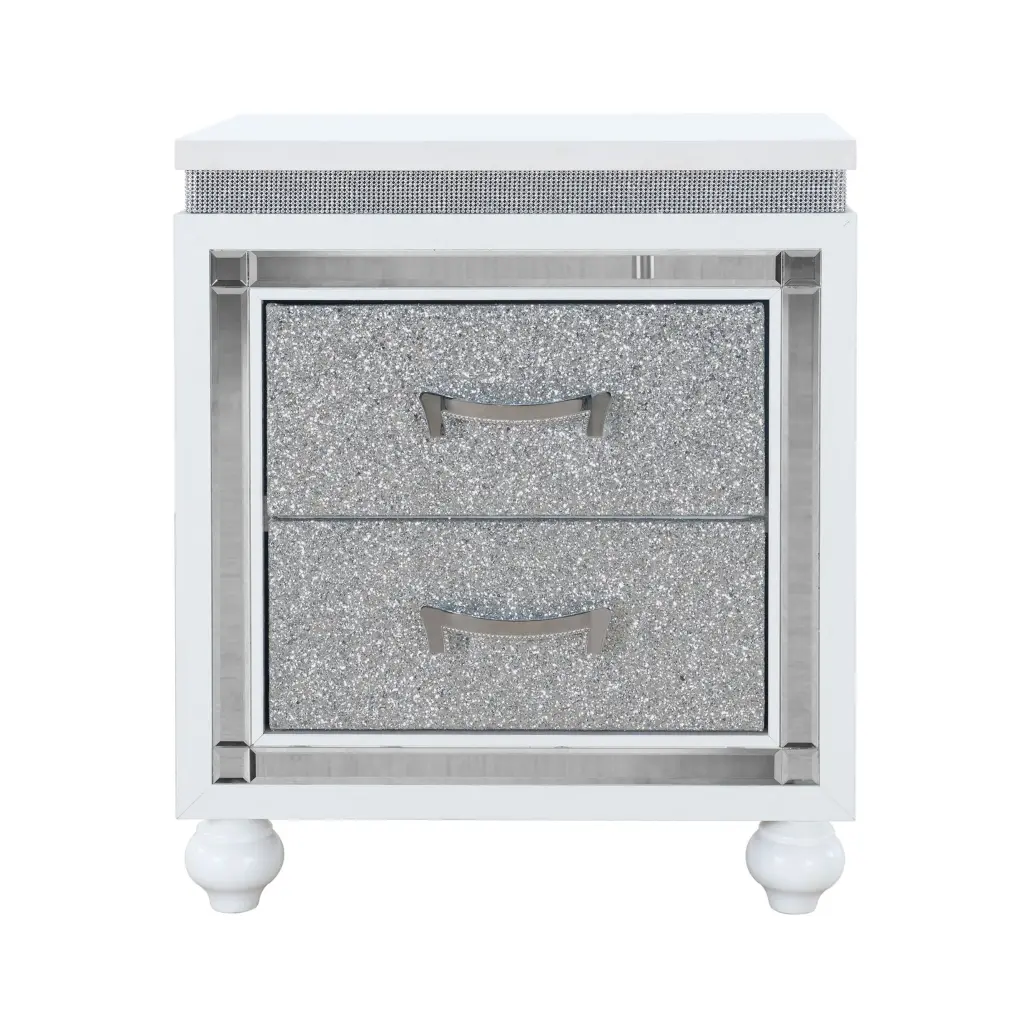 Maloise White Nightstand Solid Wood and MDF Bedroom luxe modern furniture