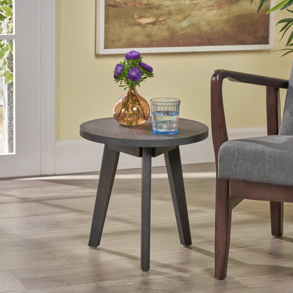 Marina Side Table Dark Grey Acacia Timber Nightstand nh-purenest