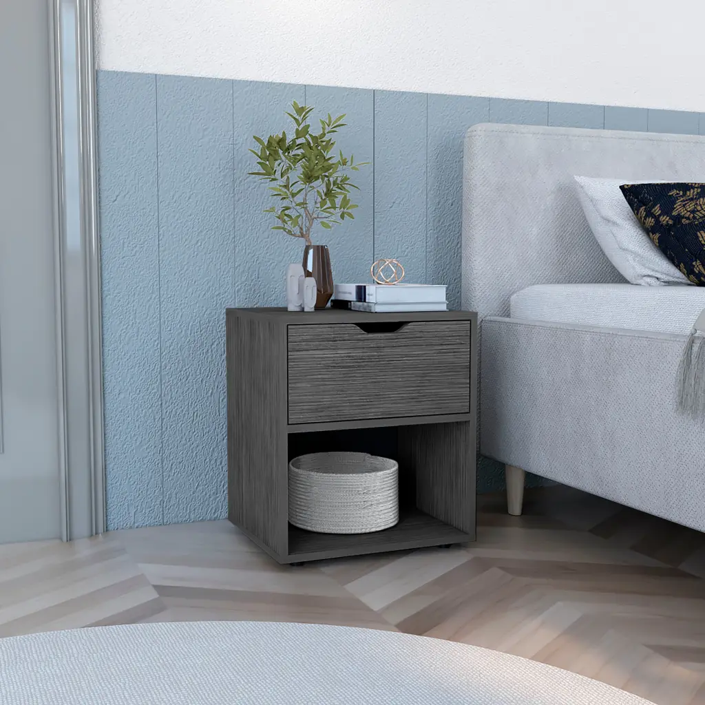 Depot E Shop Adak 19.7 Inch H Nightstand End Table Open Shelf Light Gray Bedroom Furniture rta mubles colombia