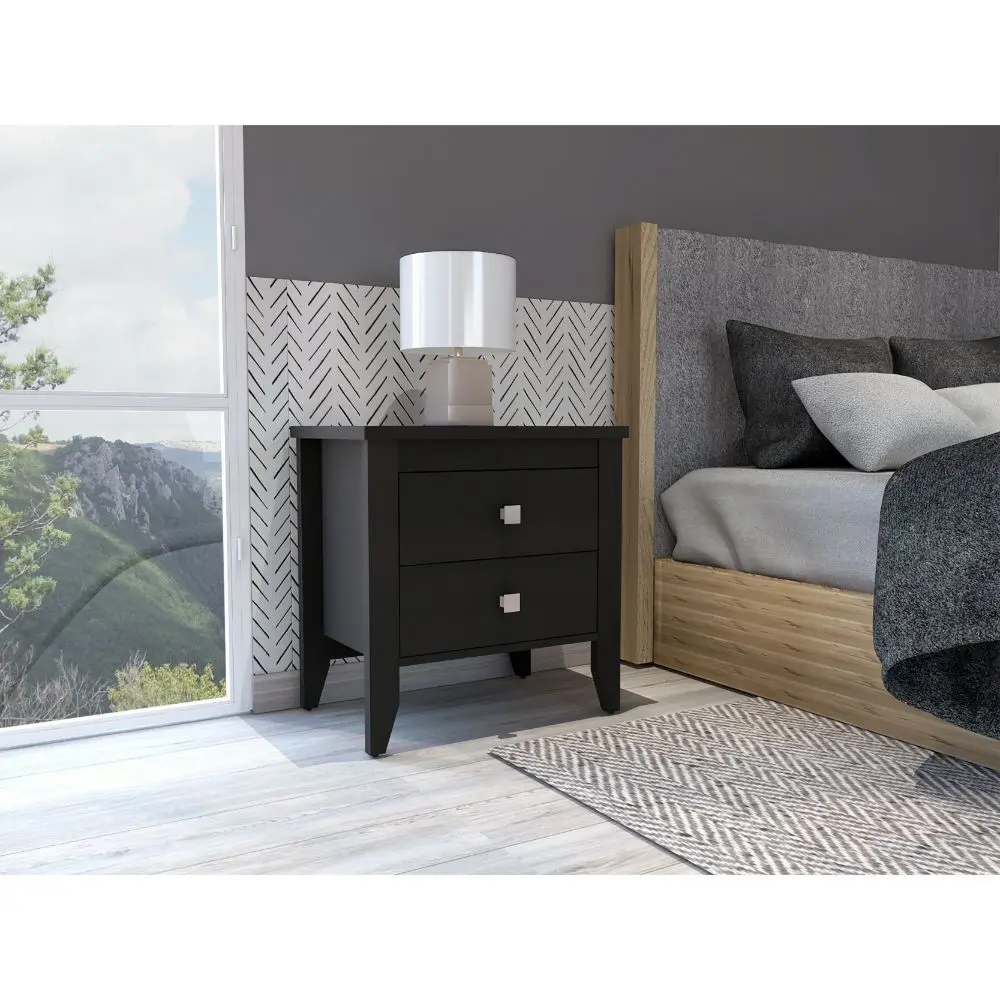 Breeze Four Legged Modern Nightstand Two Drawers Black rta muebles colombia