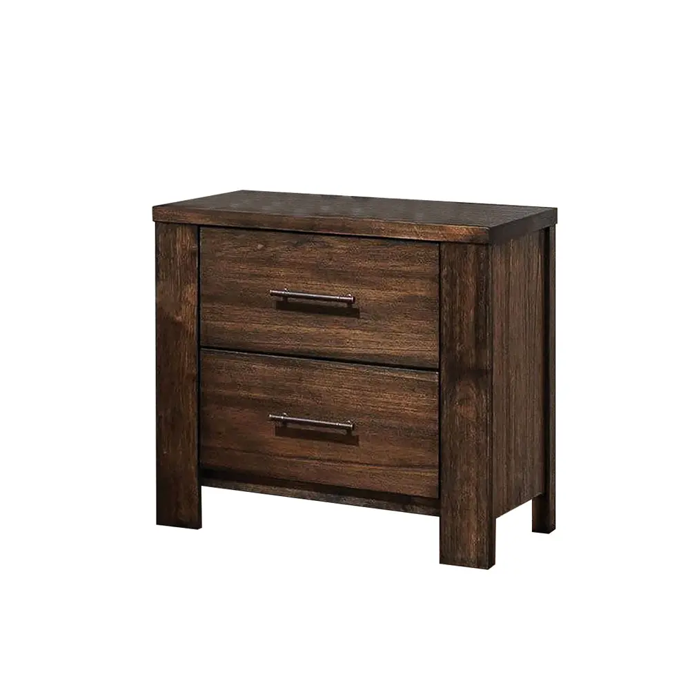 Timber Nightstand 2 Drawers Brown Bedroom simple relax
