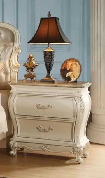 Chantelle Pearl White Nightstand Natural Stone Top urban nest