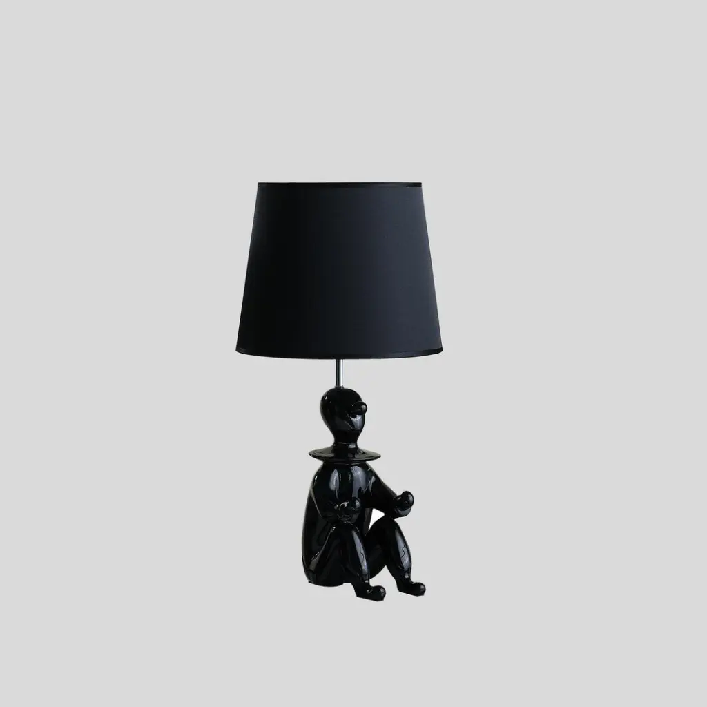 21.25 Inch Black Modern Clown Phone Holder Resin Table Lamp Black Polyresin california home