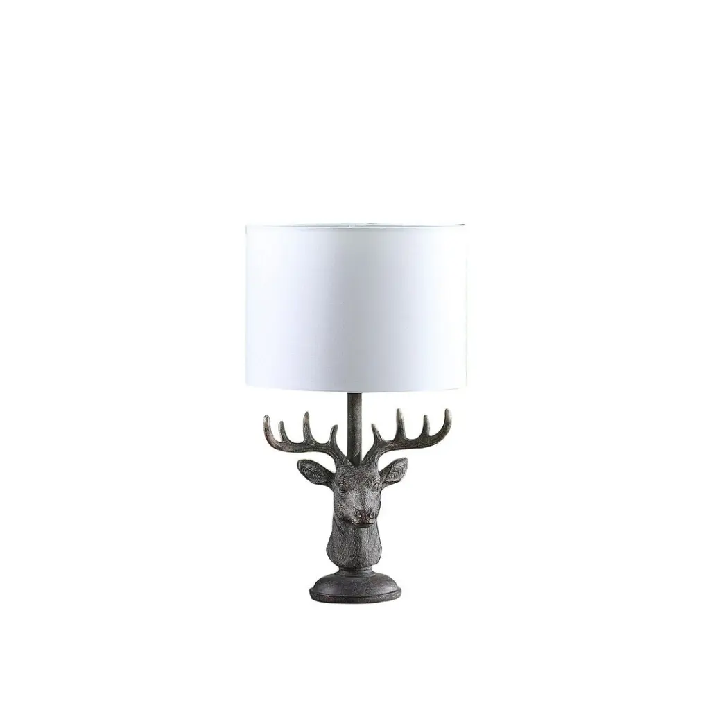 18 Inch Stag Elk Deer Bust Rustic Gray Polyresin Table Lamp Gray Polyresin Animal Decor Lamp california home