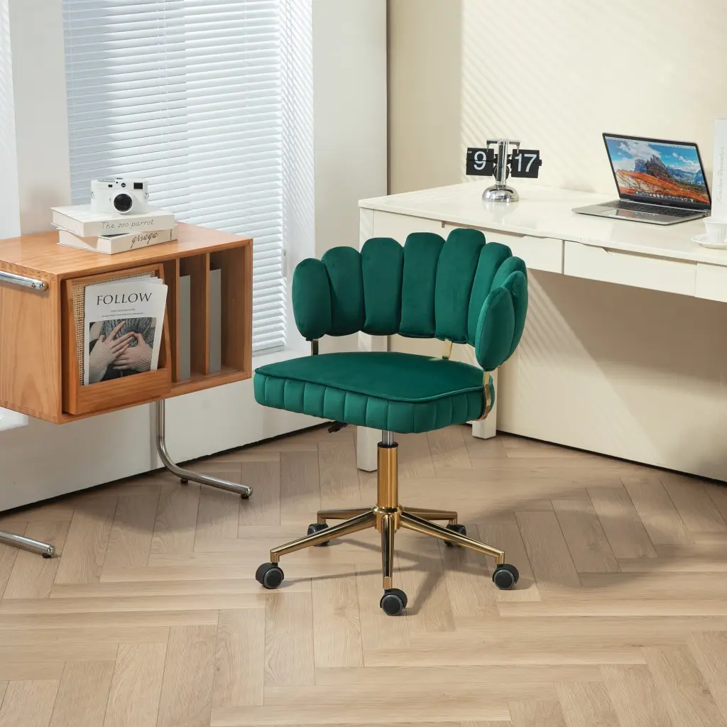 Coolmore Velvet Home Office Desk Chair Modern Cute Computer Chair White Ergonomic Task Chair coolmore w-395