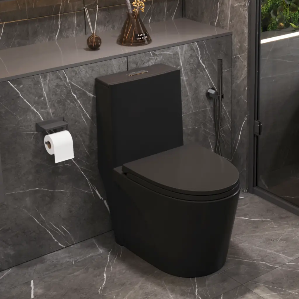 1.60 Gpf Dual Flush One Piece Toilet Water Saving Elongated Comfort Height bathininc