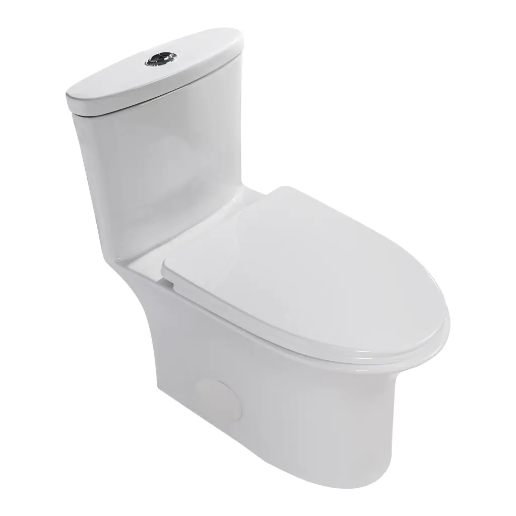 Porcelain One Piece Dual Flush Toilet Soft Closing Seat White lordear
