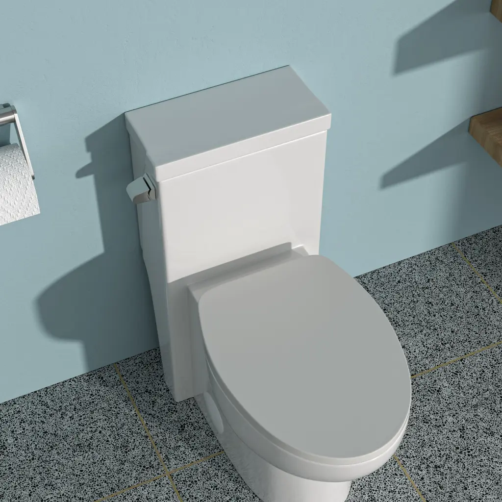 Porcelain One Piece Toilet Single Flush Soft Closing Seat White Ceramic Bathroom Fixture lordear