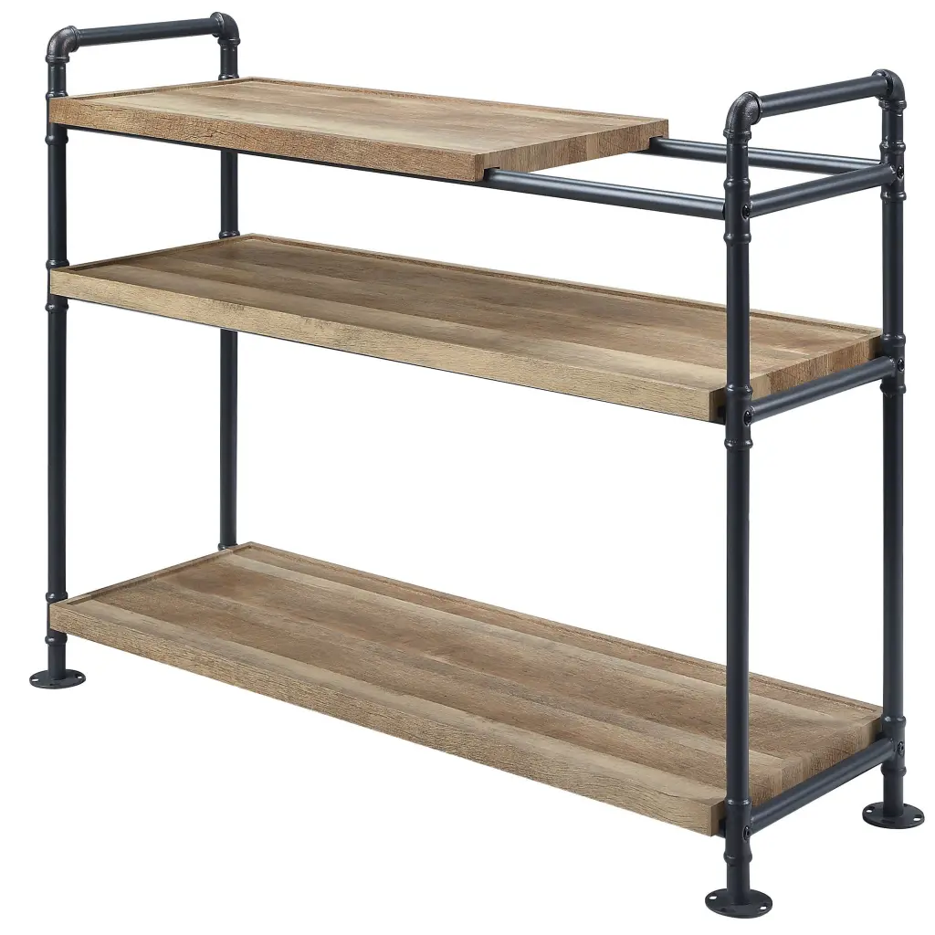 Mankato Oak and Sandy Black 3 Shelf Publication Shelf Horizontal Open Bookcase furniture max