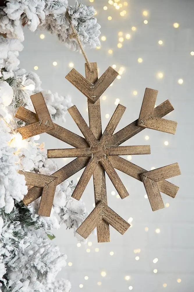 17.7 X 17.7 Large Fir Timber Snowflake Ornaments Hanging Home Decor Christmas Tree Decor evergreen decor