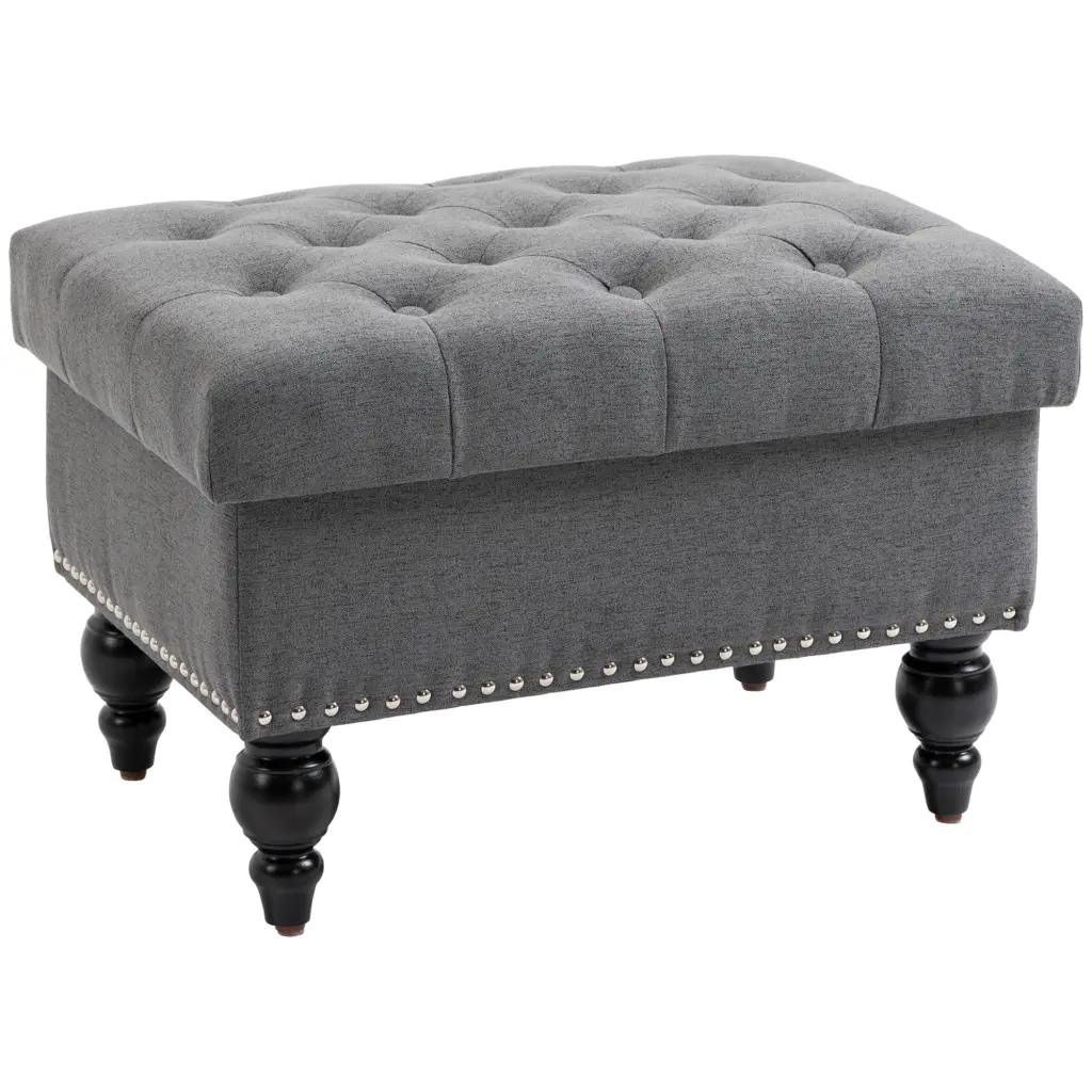 Homcom 25 Inch Storage Ottoman Living Room Upholstered Bench Hidden Compartment aosom business