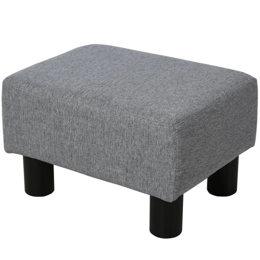 Small Foot Stool Ottoman Linen Material Upholstery And Portable Design aosom business