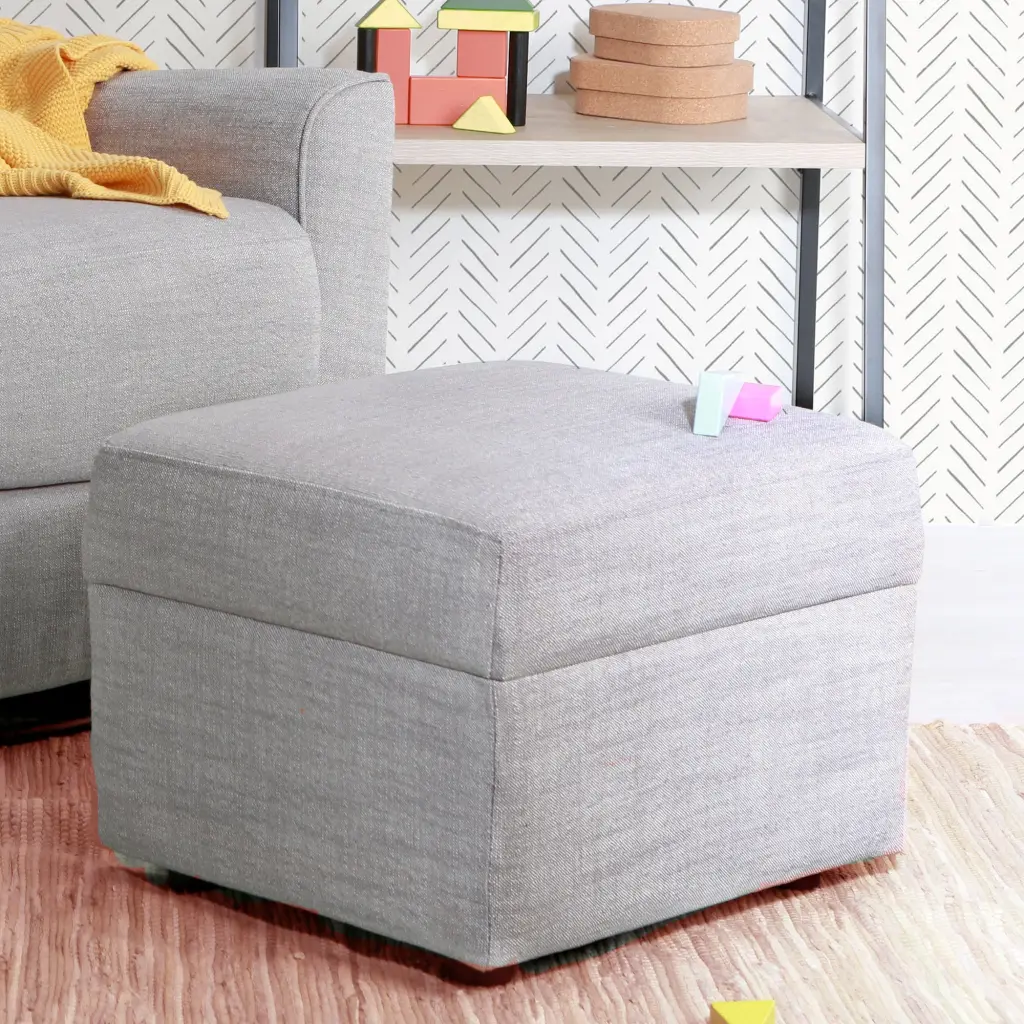 Soho Ottoman Grey - Modern Grey Fabric Footstool Living Room b2714