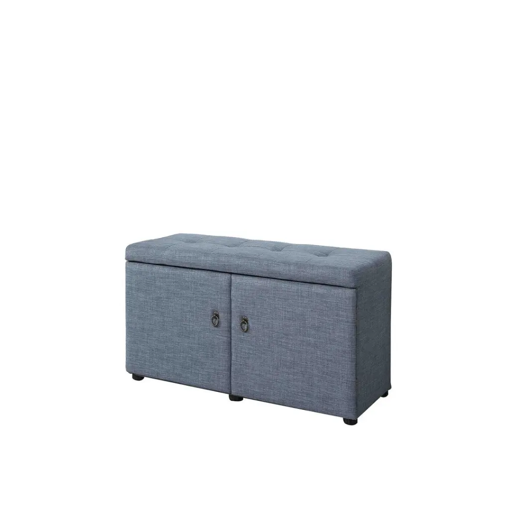 18 Inch Tall Storage Ottoman Slate Blue Blue Timber california home