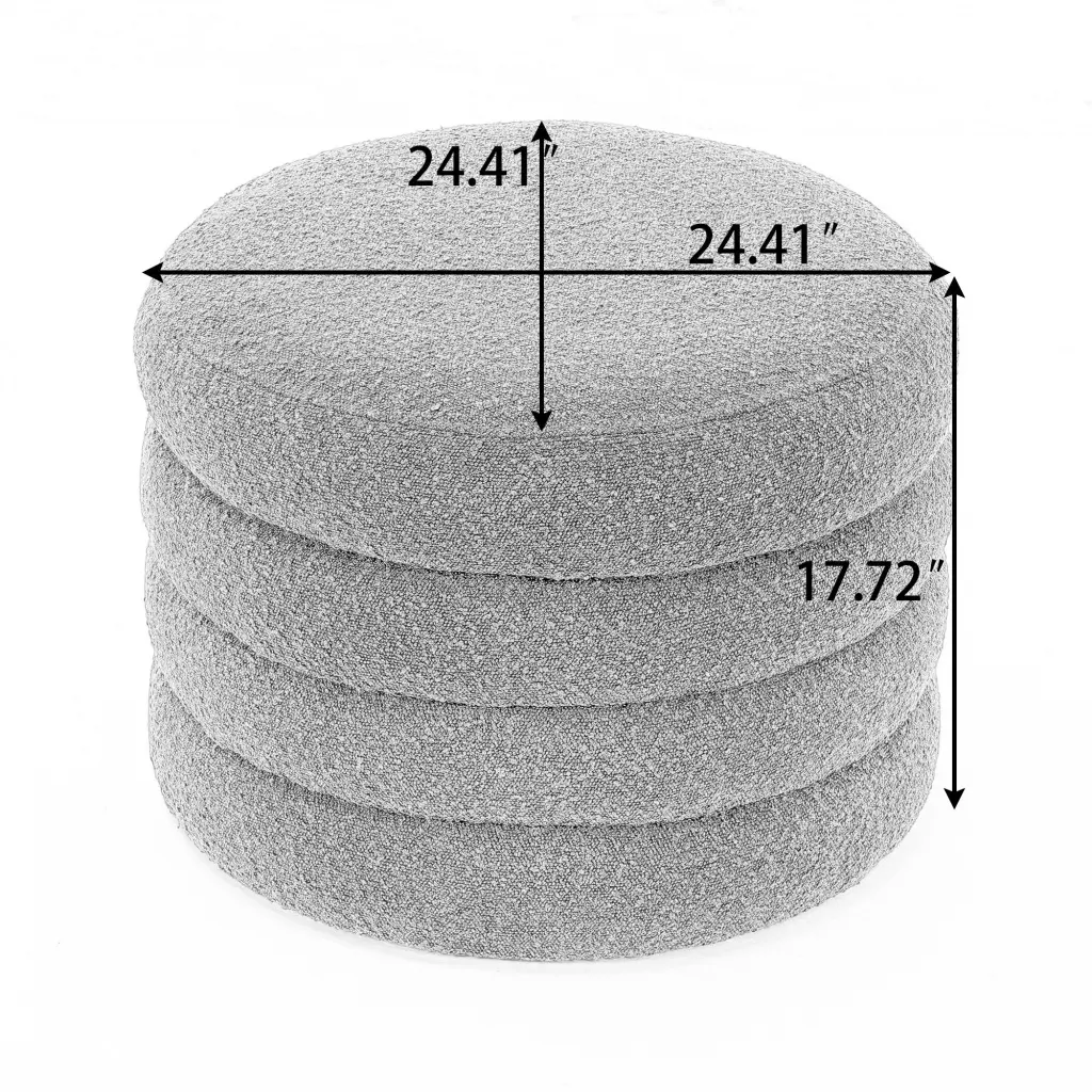 007 Velvet Storage Round Ottoman Footstool Wooden Shelving Living Room dg collection