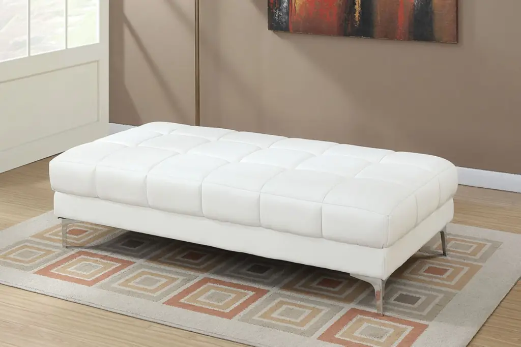 White Bonded Hide Extra Large Ottoman Metallic Legs Living Room Ottoman kanepe