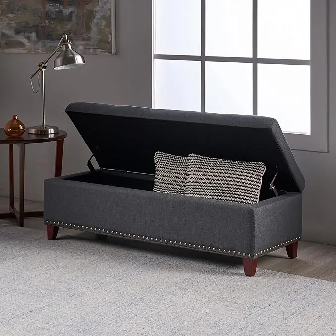 Baltimore Ottoman Dark Gray Material Storage Footrest Living Room nh-an